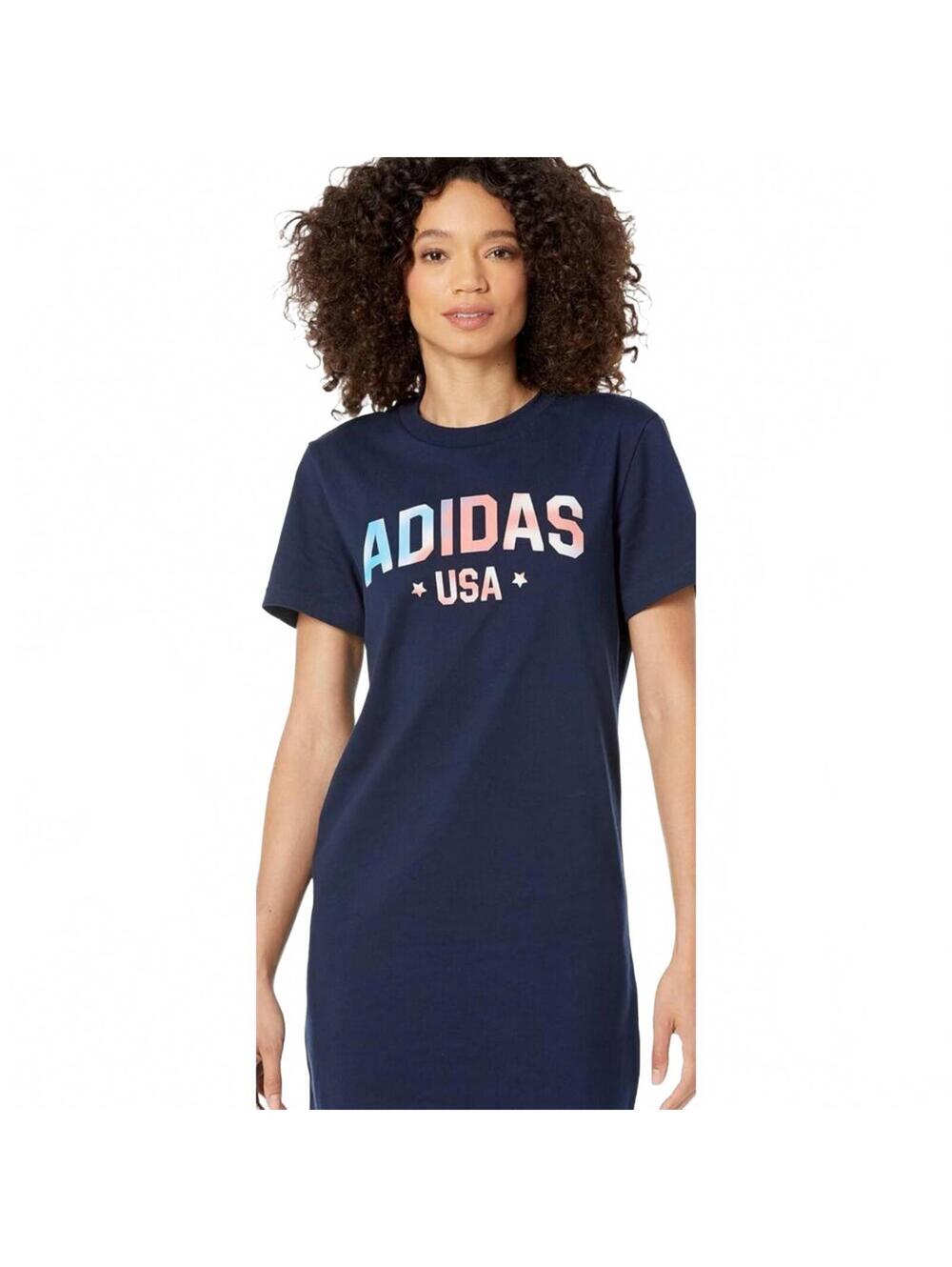 Adidas Americana T-Shirt Dress Logo Short Sleeve Athleisure Women Size Small NWT